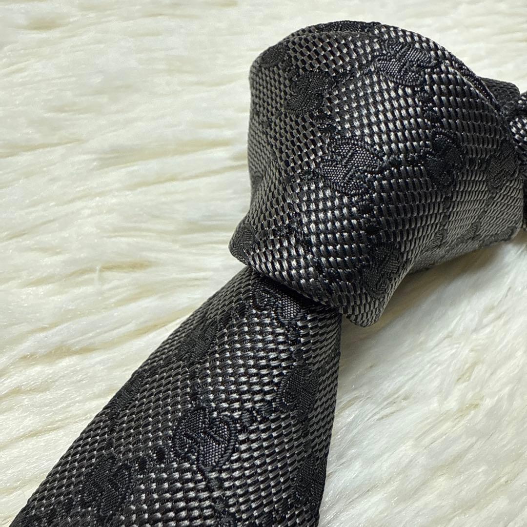 【未使用級】GUCCI グッチ　ネクタイ　高級シルク　ジャガード　GG柄