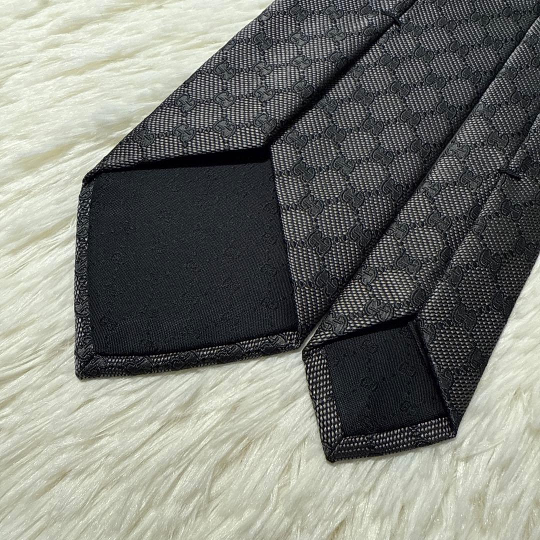 【未使用級】GUCCI グッチ　ネクタイ　高級シルク　ジャガード　GG柄