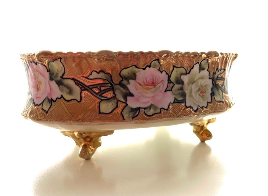 オールドノリタケ　野薔薇の柄の鉢