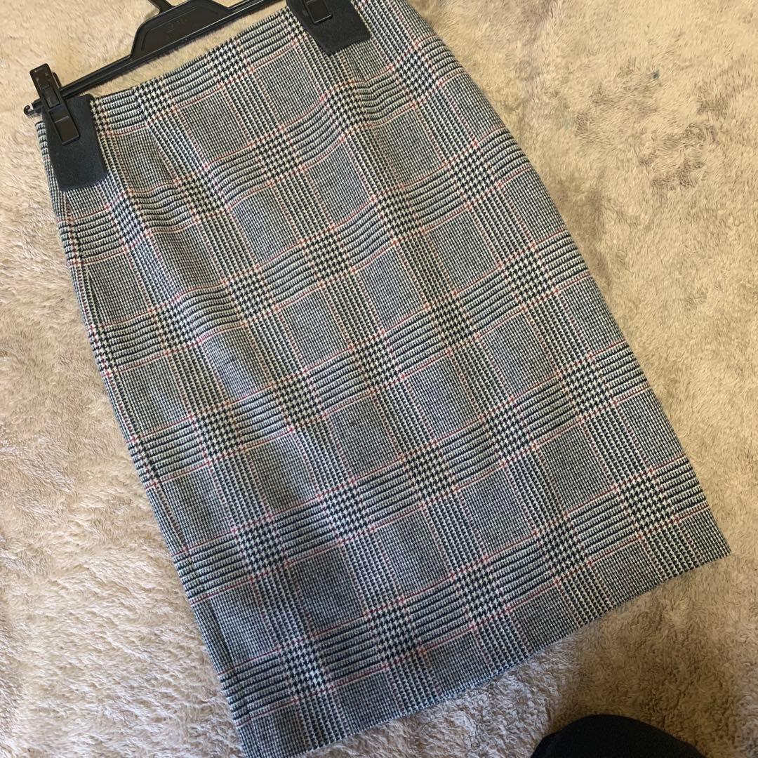 23区　チェック　ウール　 コート　38 スカート 付き