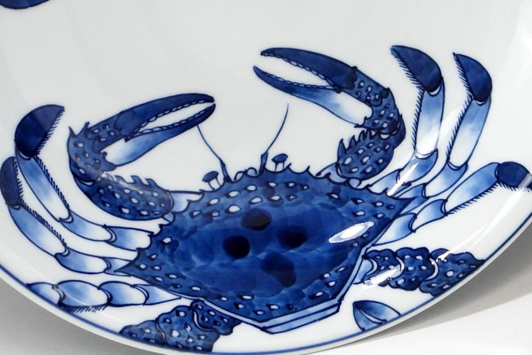 【ぶちネゴ堂】有田焼 源右衛門 染付蟹絵 大皿 飾り皿A441