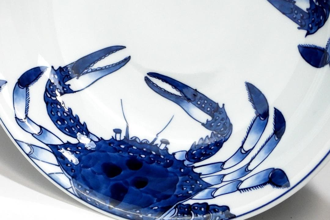 【ぶちネゴ堂】有田焼 源右衛門 染付蟹絵 大皿 飾り皿A441