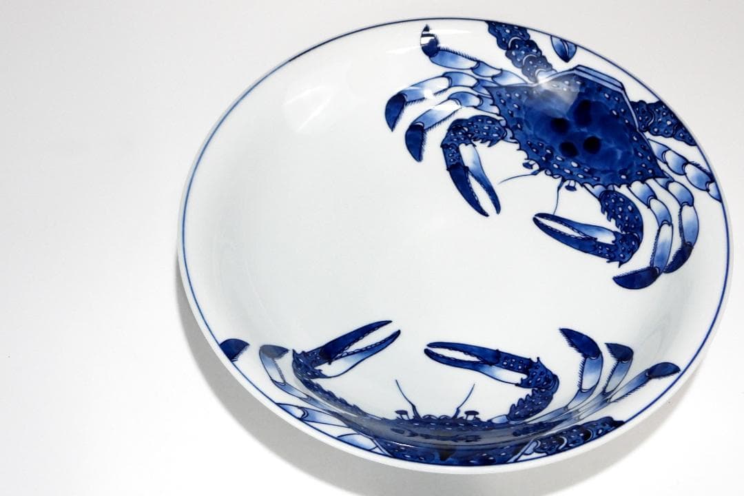 【ぶちネゴ堂】有田焼 源右衛門 染付蟹絵 大皿 飾り皿A441