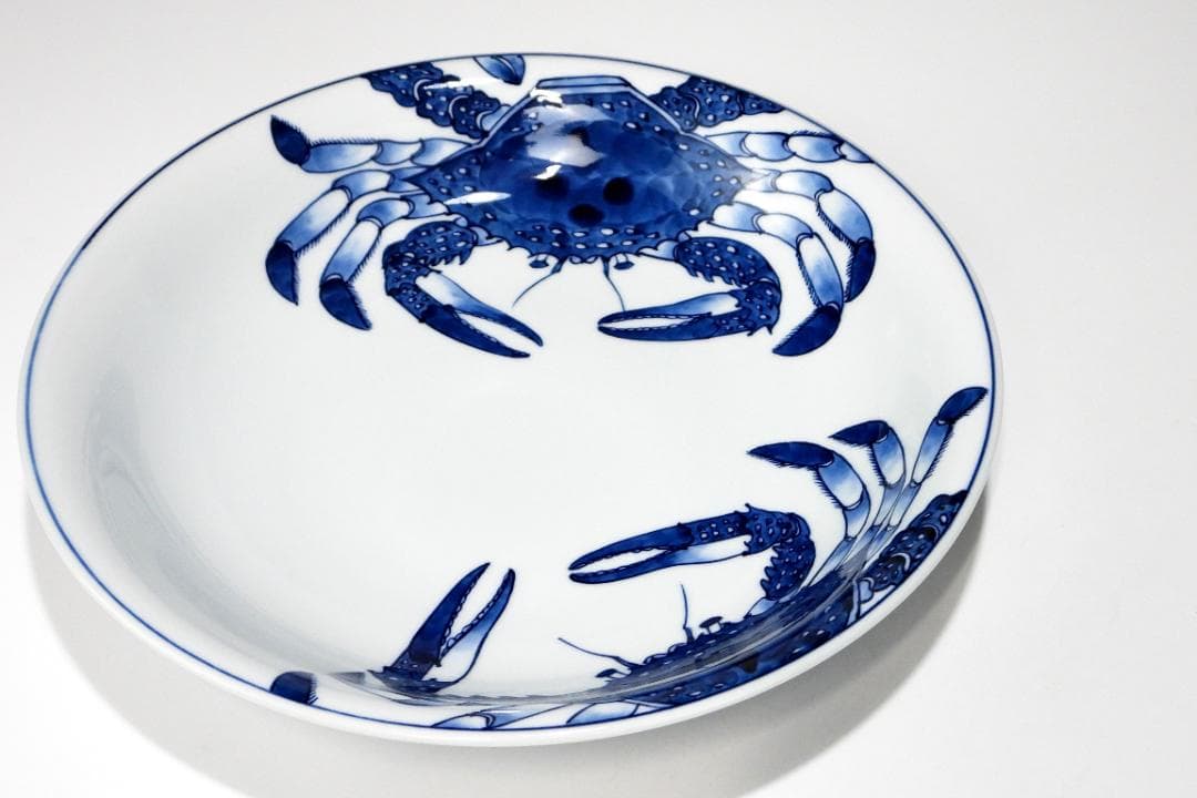 【ぶちネゴ堂】有田焼 源右衛門 染付蟹絵 大皿 飾り皿A441