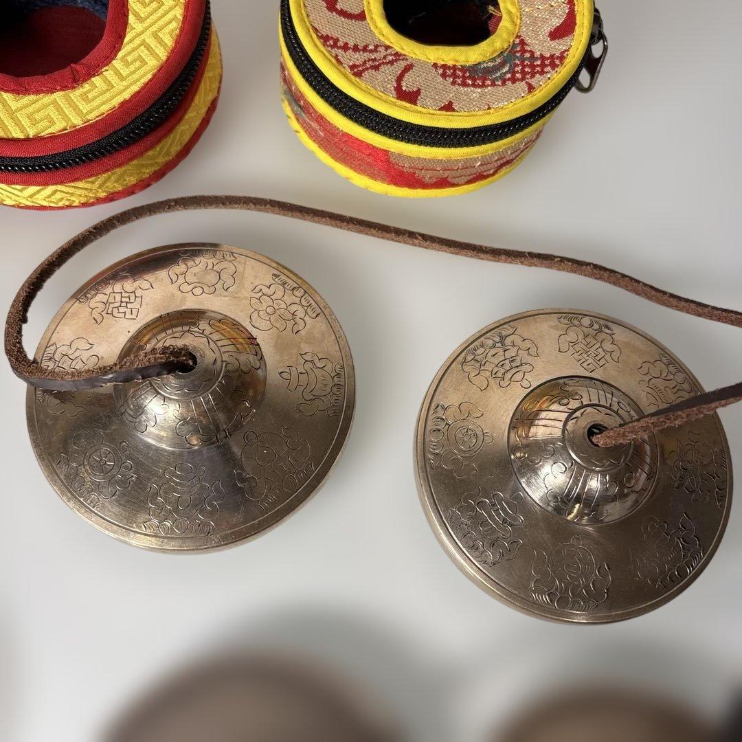 青銅　ヒーリング　ティンシャ 6点セット｜無地／彫刻／プレミアム光面｜ケース4つ