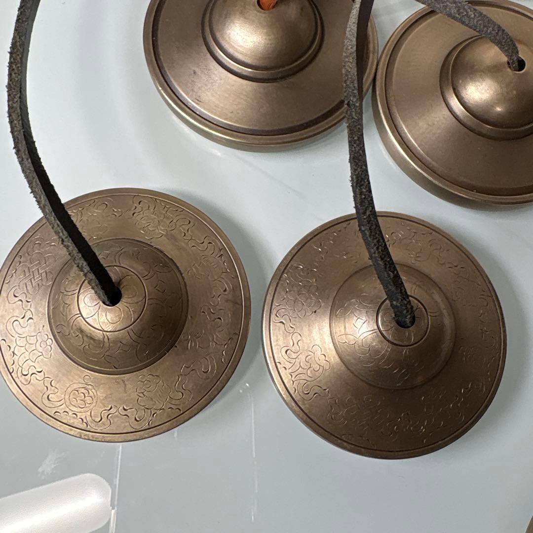 青銅　ヒーリング　ティンシャ 6点セット｜無地／彫刻／プレミアム光面｜ケース4つ