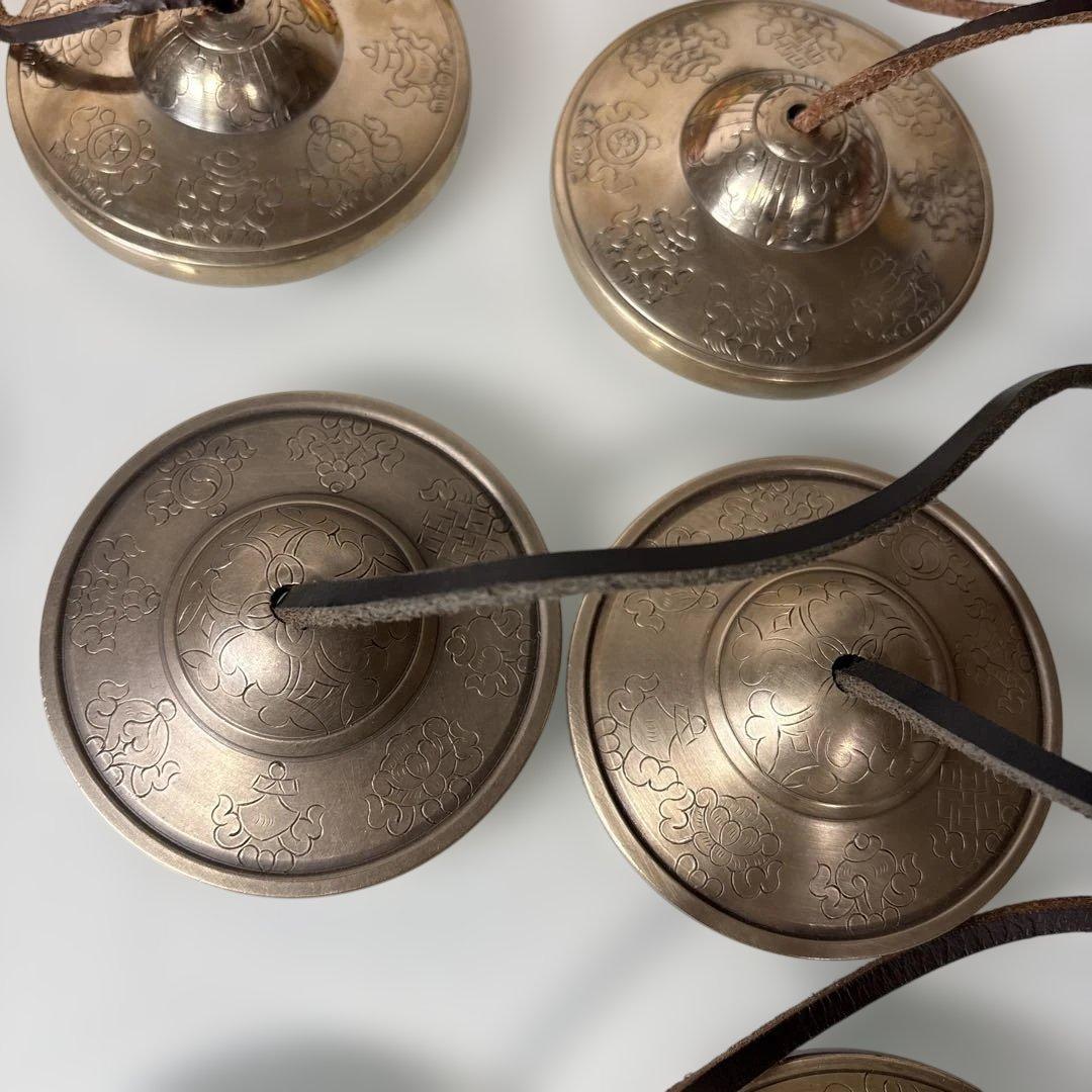 青銅　ヒーリング　ティンシャ 6点セット｜無地／彫刻／プレミアム光面｜ケース4つ