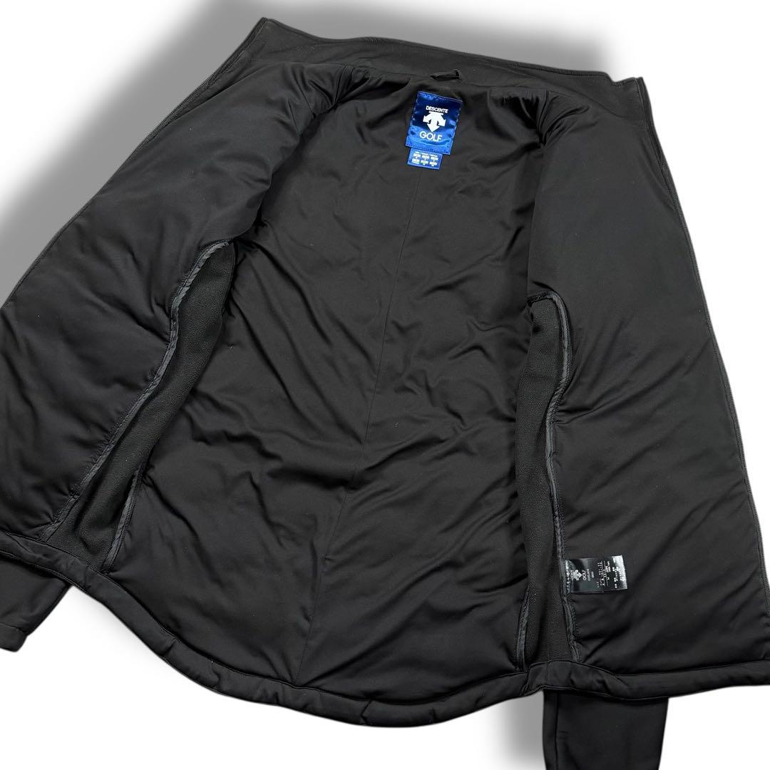 美品 DESCENTE ゴルフウェア キルティング ロゴ ダウン アウター 黒
