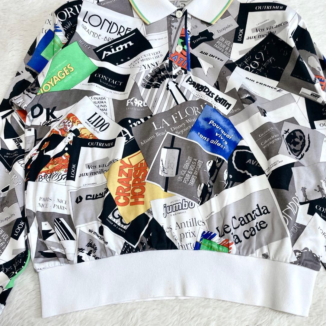 美品 LEONARD レオナール 記事柄 ポスター ポロシャツ カットソー 長袖