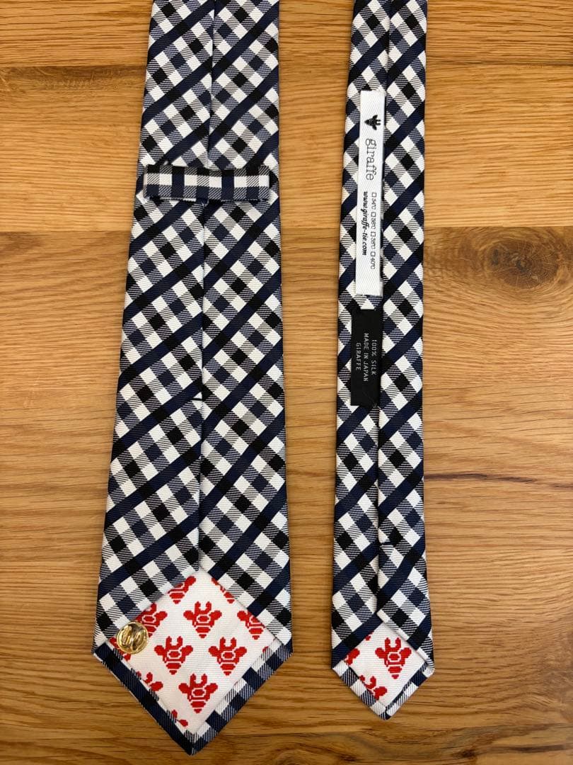 【美品】giraffe チェック柄 ドット ネクタイ