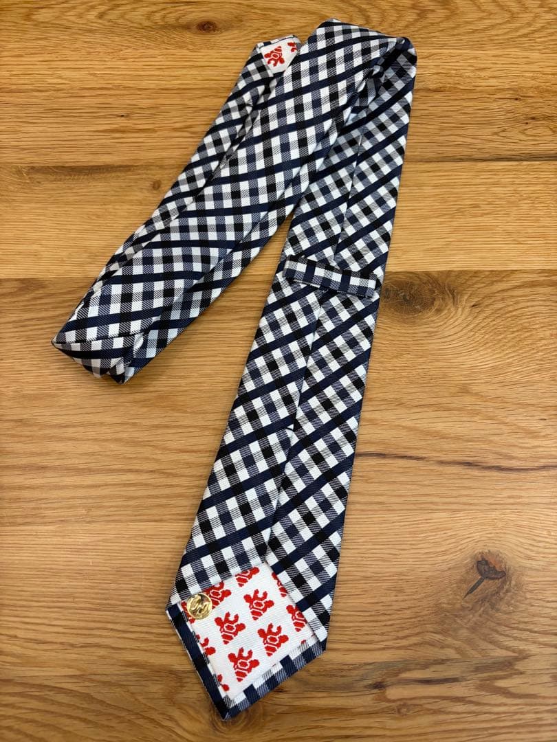 【美品】giraffe チェック柄 ドット ネクタイ