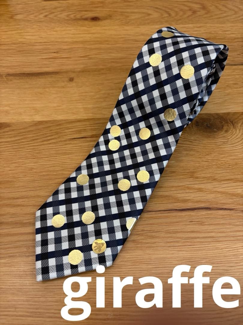 【美品】giraffe チェック柄 ドット ネクタイ