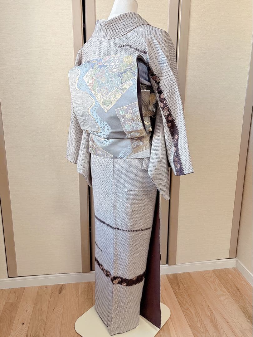 6日引下　訪問着　総絞り　本疋田 やまと 裄66 卒業式　お宮参　高級　M S