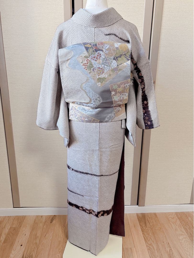 6日引下　訪問着　総絞り　本疋田 やまと 裄66 卒業式　お宮参　高級　M S