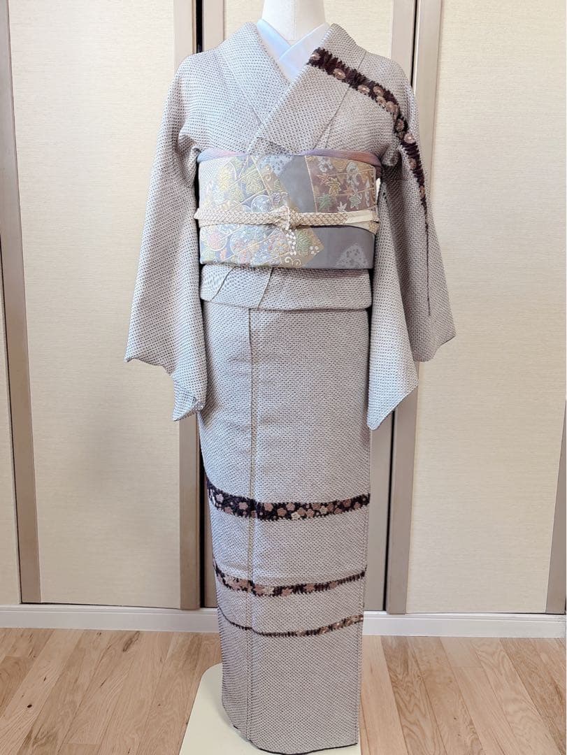 6日引下　訪問着　総絞り　本疋田 やまと 裄66 卒業式　お宮参　高級　M S