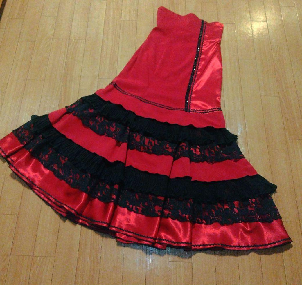 SONIA JOHNESフラメンコ衣装 赤黒ファルダ スカート