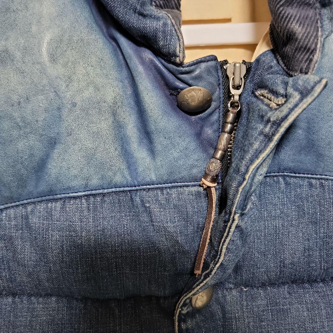 【美品】REMI RELIEF ダウンベスト デニム インディゴレザー L 希少