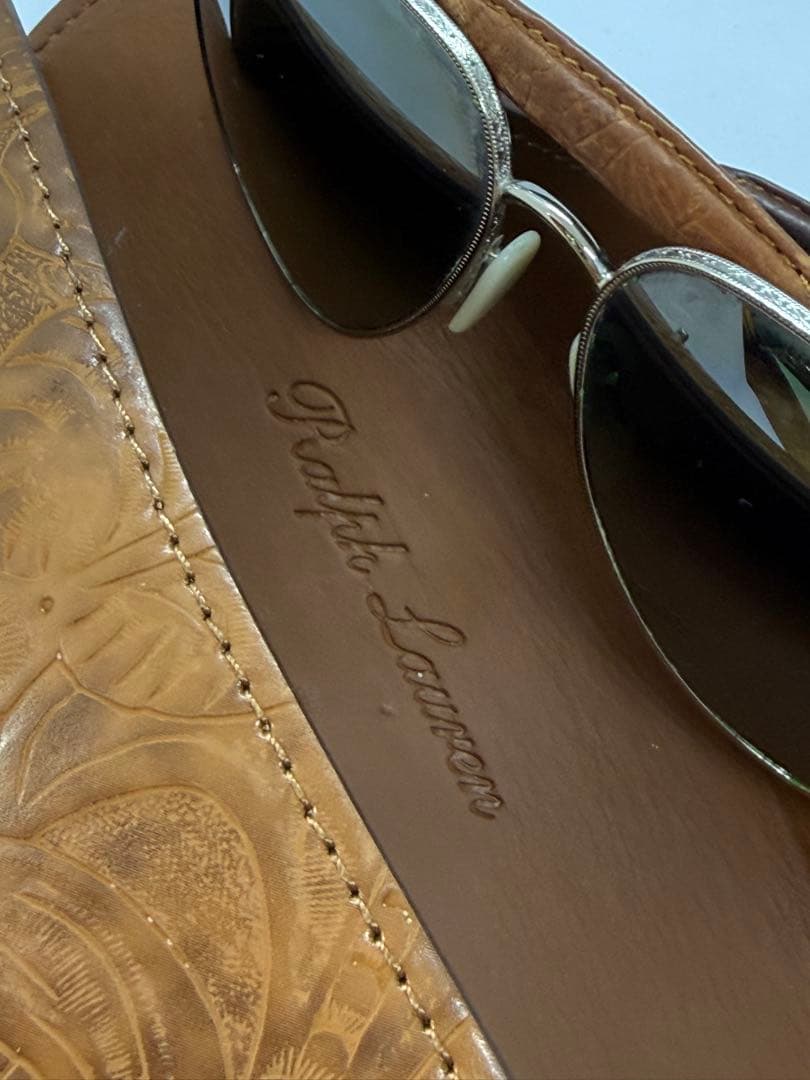 【ヴィンテージ】イタリア製ラルフローレン　革巻き　ティアドロップ　サングラス