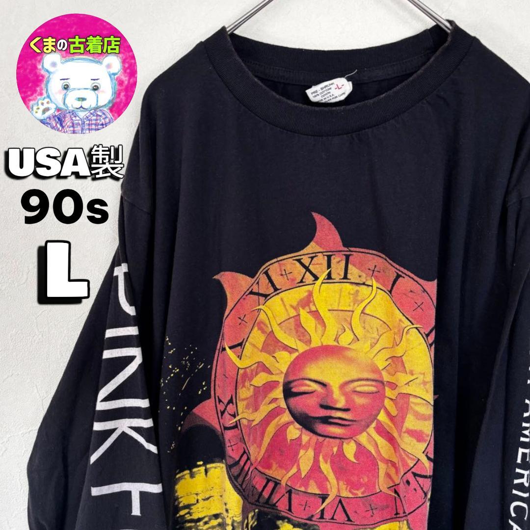 USA製 90s 古着 PINKFLOYD ロンT L ブラック コピーライト
