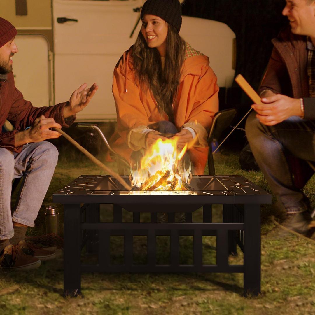 ファイヤーピット 大型 テーブル 囲炉裏 焚き火台 グリル キャンプ 屋外用
