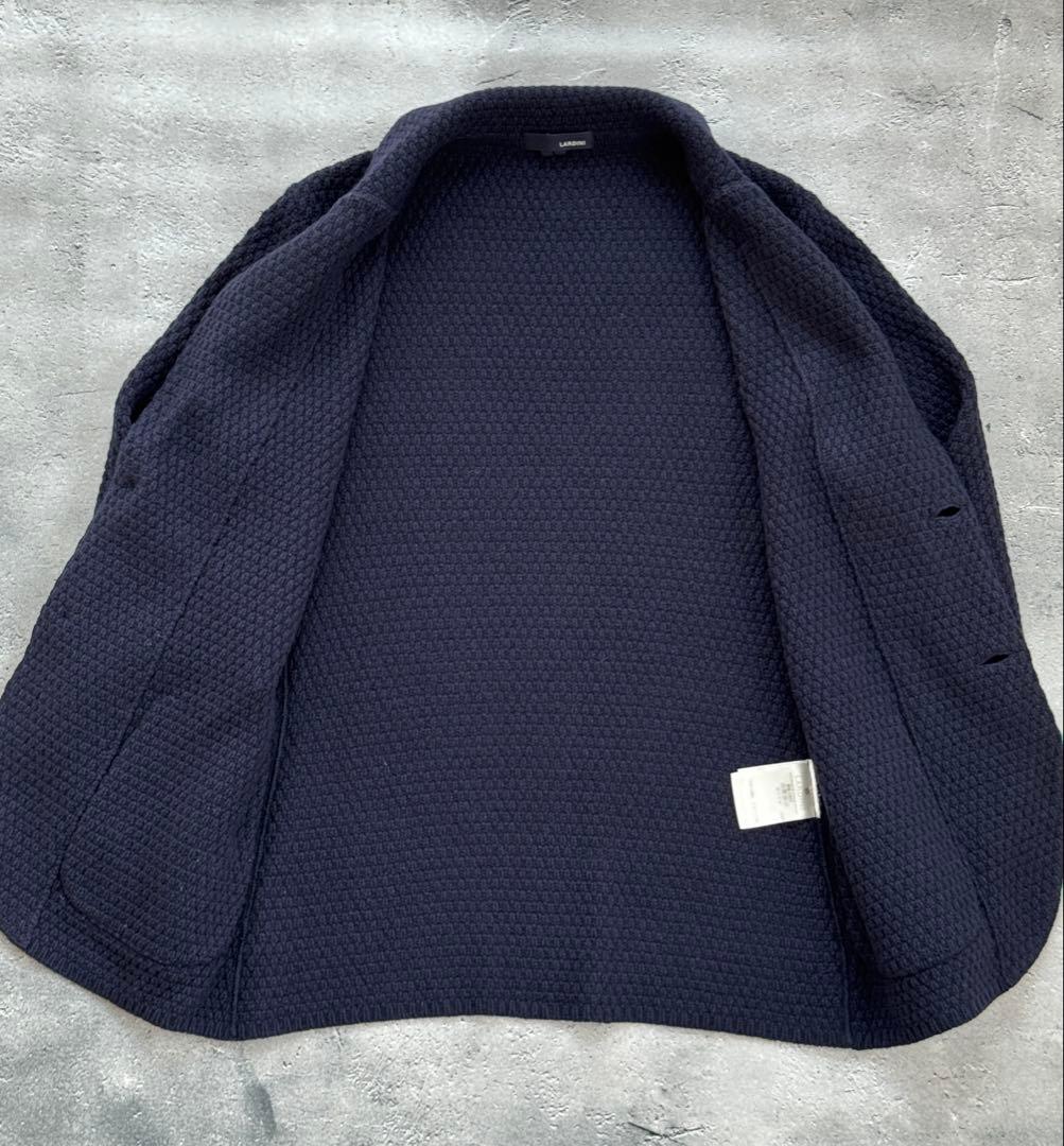 ラルディーニ　カシミヤ100%ニットジャケット2Bネイビー　Sサイズ46相当