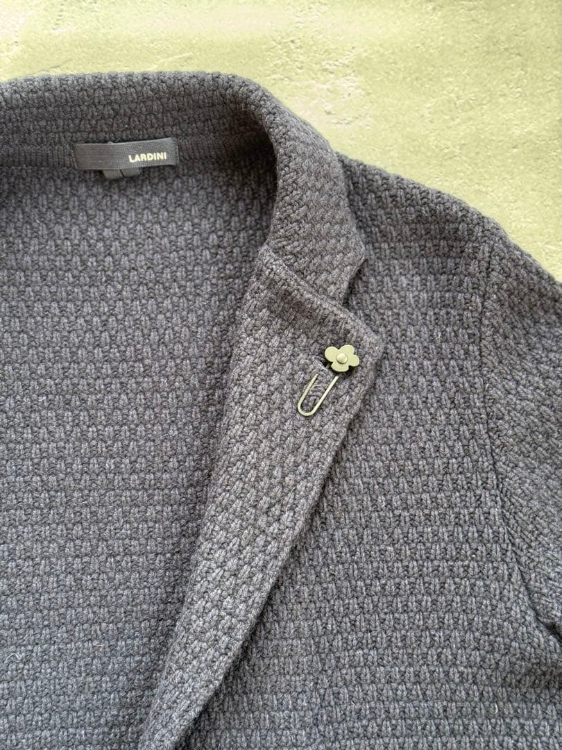 ラルディーニ　カシミヤ100%ニットジャケット2Bネイビー　Sサイズ46相当