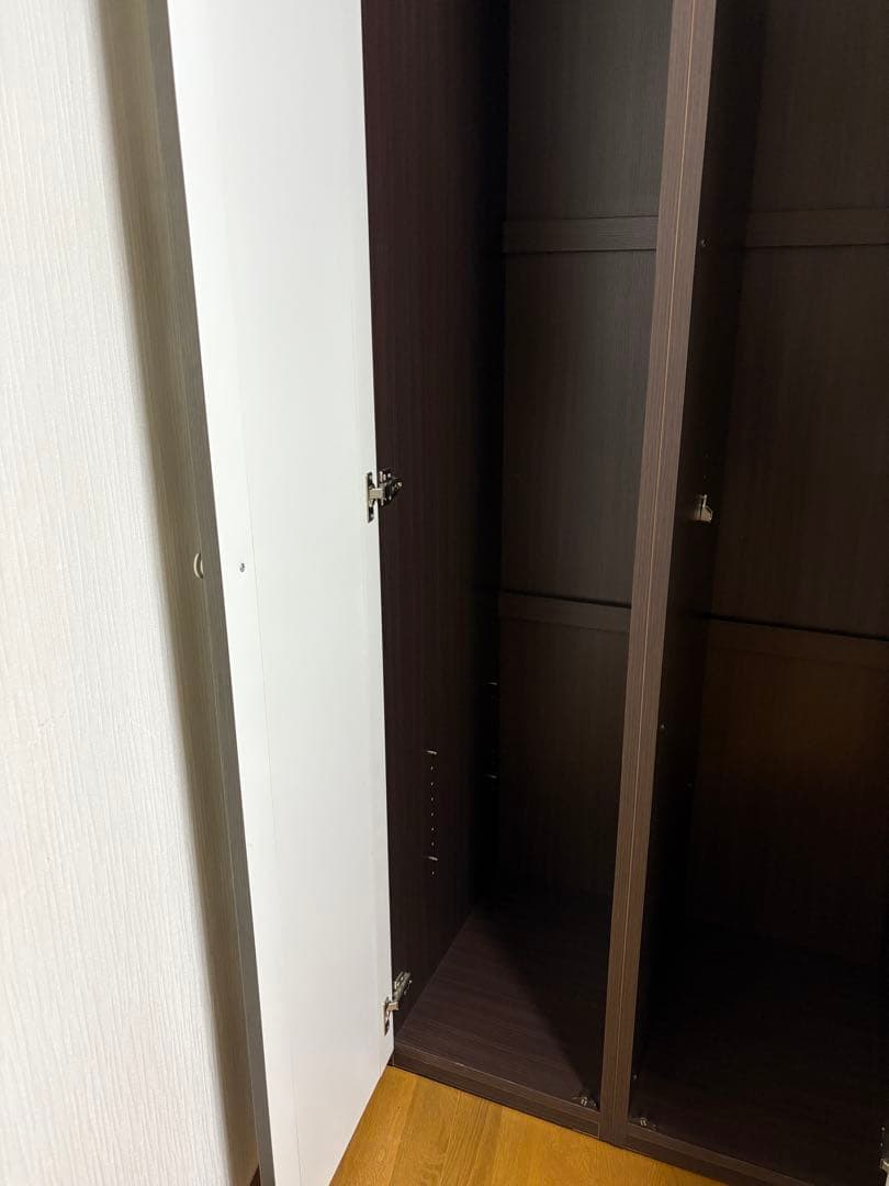 ニトリ ワードローブ ダークブラウン 収納キャビネット ミラー付き