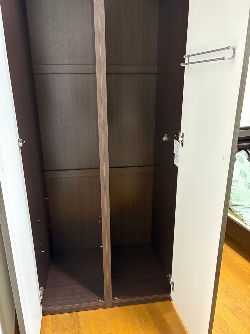 ニトリ ワードローブ ダークブラウン 収納キャビネット ミラー付き