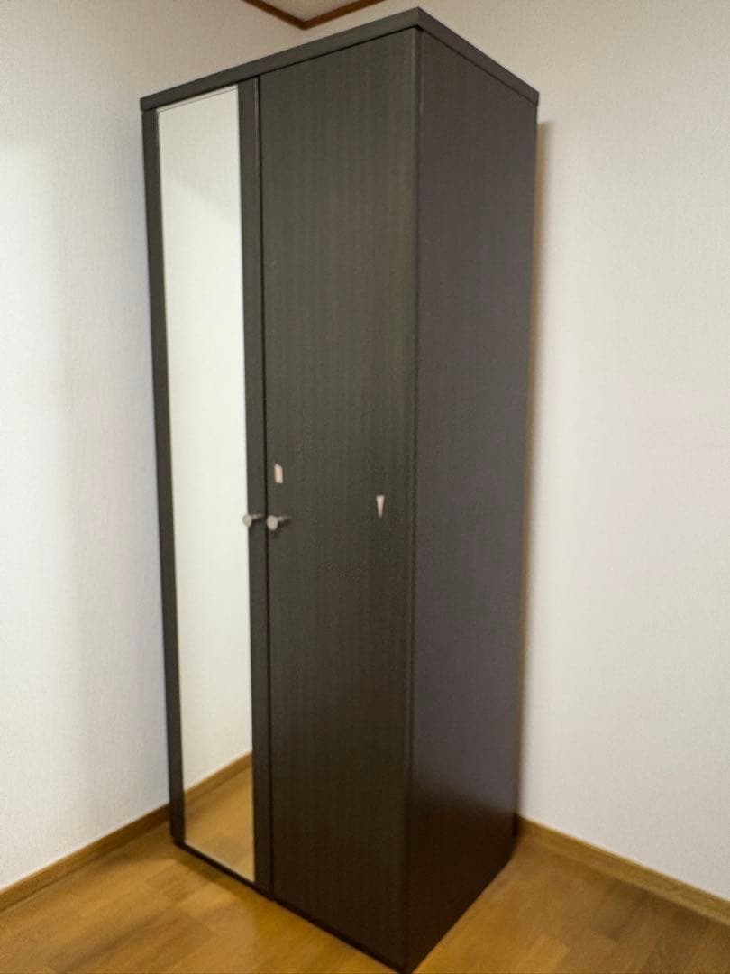 ニトリ ワードローブ ダークブラウン 収納キャビネット ミラー付き