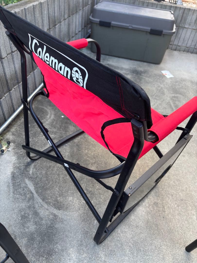 コールマン テーブル付アウトドアチェア 3脚 カーキー 赤
