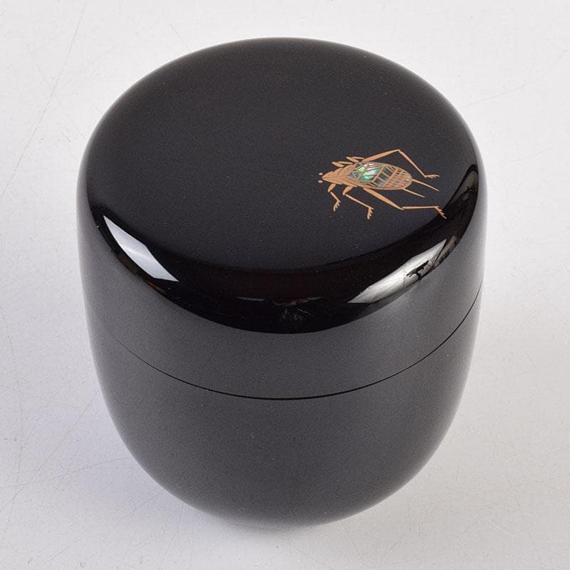 茶道具　中村宗哲作　螺鈿装飾　鈴虫蒔絵　中棗　共布　鵬雲斎極め箱　M　R9228