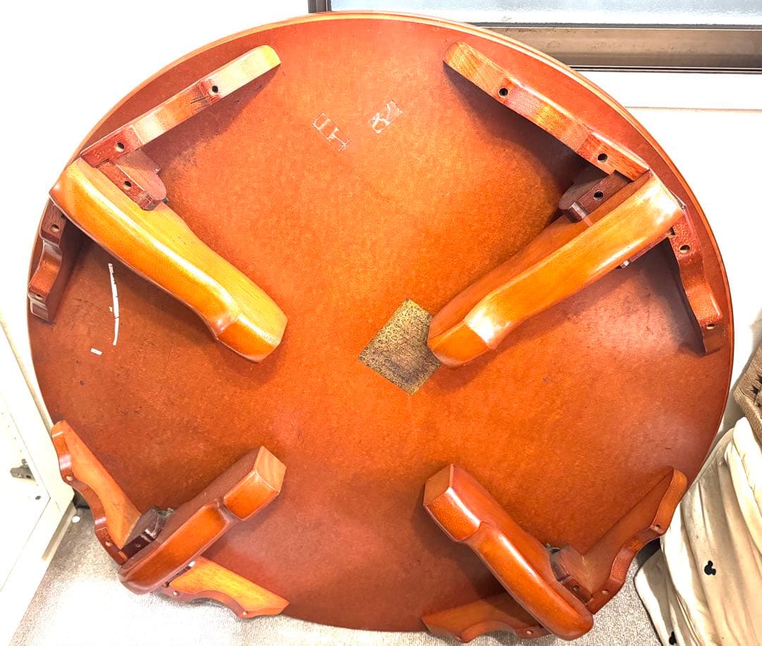 【ジュン様：引き取り専用】木製 折り畳み円卓 丸ちゃぶ台 座卓 猫脚