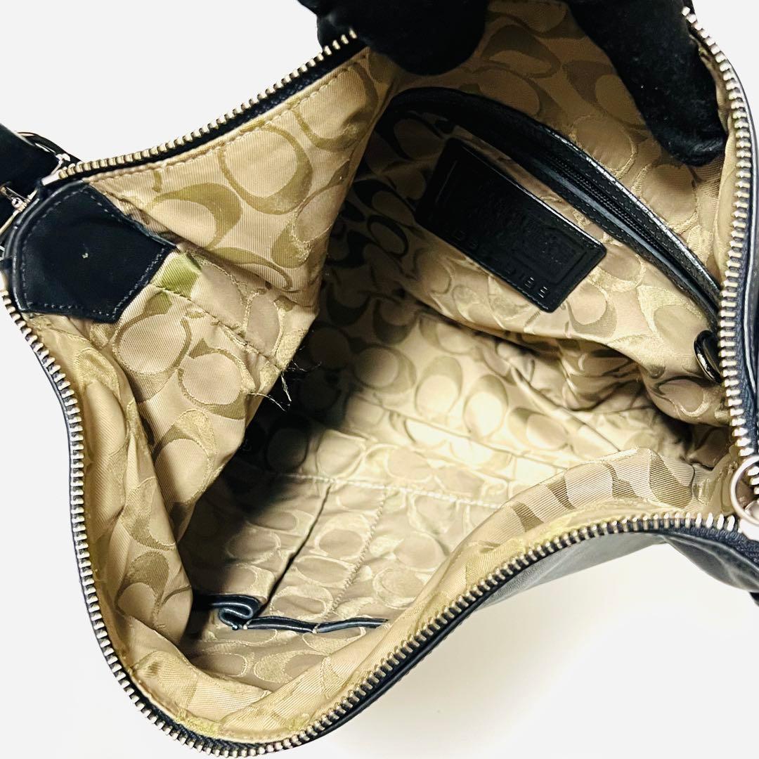 未使用級 COACH コーチ ショルダーバッグ 斜め掛け レザー 9188 黒
