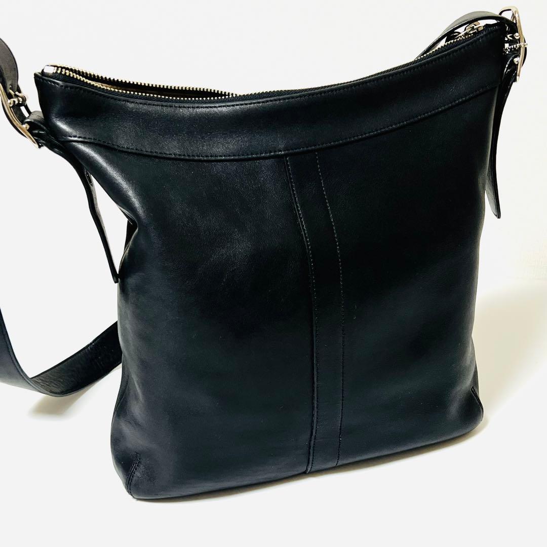 未使用級 COACH コーチ ショルダーバッグ 斜め掛け レザー 9188 黒