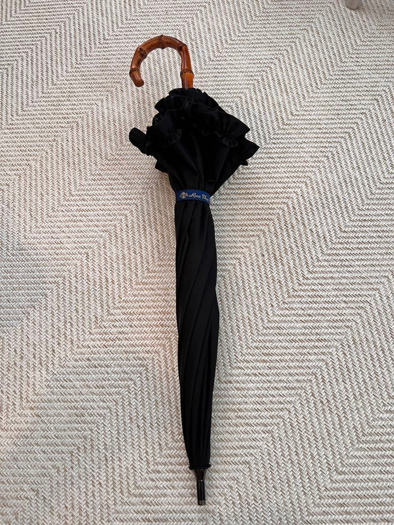 ロサブラン2段折りフリルブラック 長傘 晴雨兼用