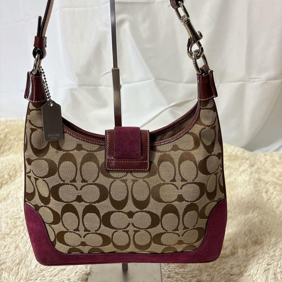 【美品】COACH コーチ シグネチャー ソーホー ワンショルダーバッグ ピンク