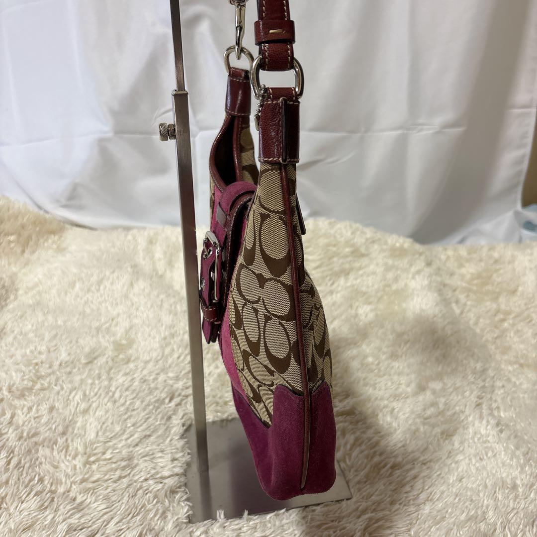 【美品】COACH コーチ シグネチャー ソーホー ワンショルダーバッグ ピンク