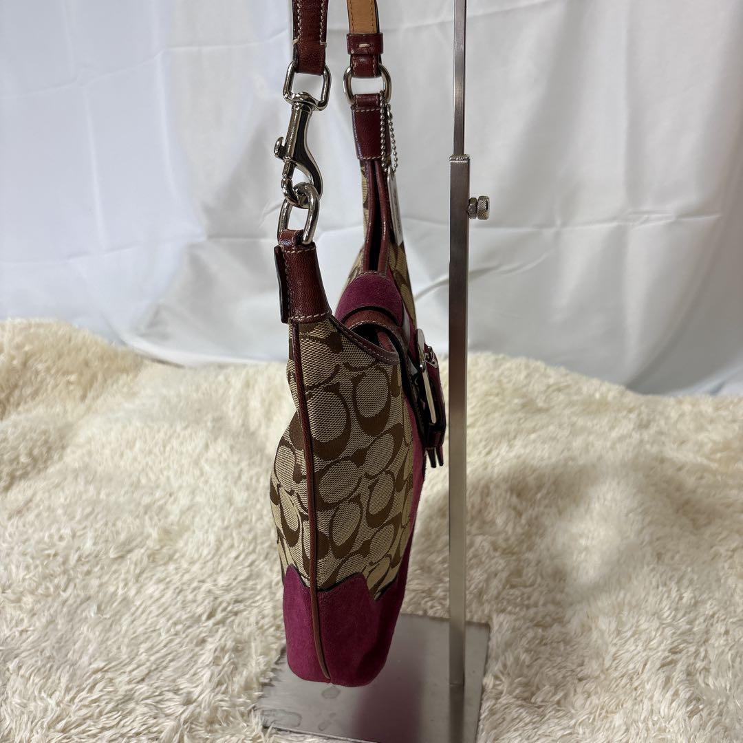 【美品】COACH コーチ シグネチャー ソーホー ワンショルダーバッグ ピンク