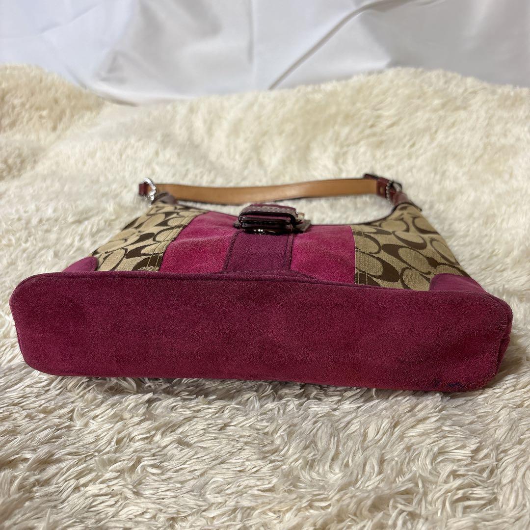 【美品】COACH コーチ シグネチャー ソーホー ワンショルダーバッグ ピンク