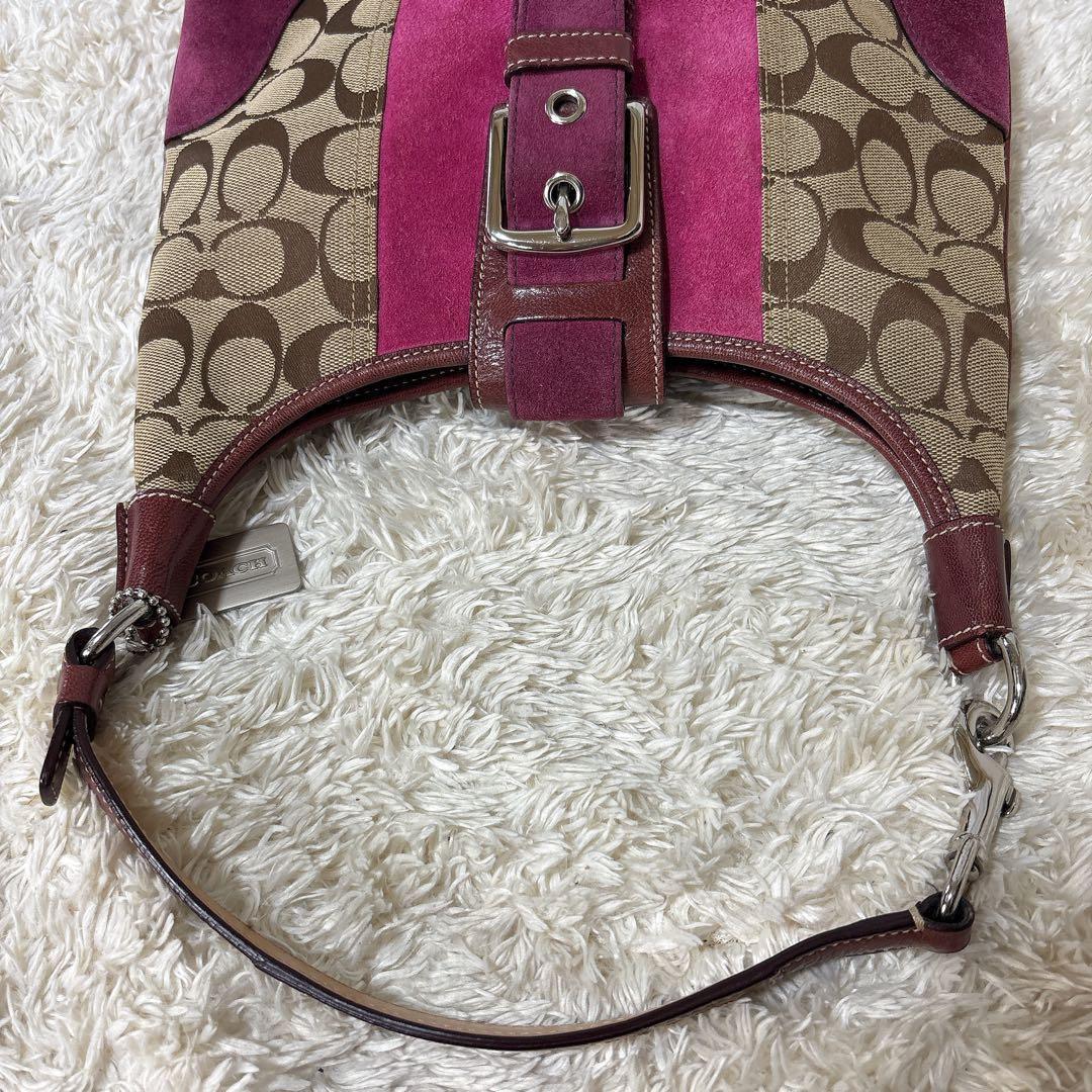 【美品】COACH コーチ シグネチャー ソーホー ワンショルダーバッグ ピンク