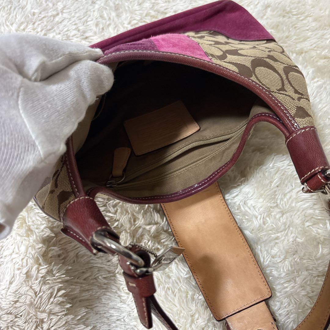 【美品】COACH コーチ シグネチャー ソーホー ワンショルダーバッグ ピンク
