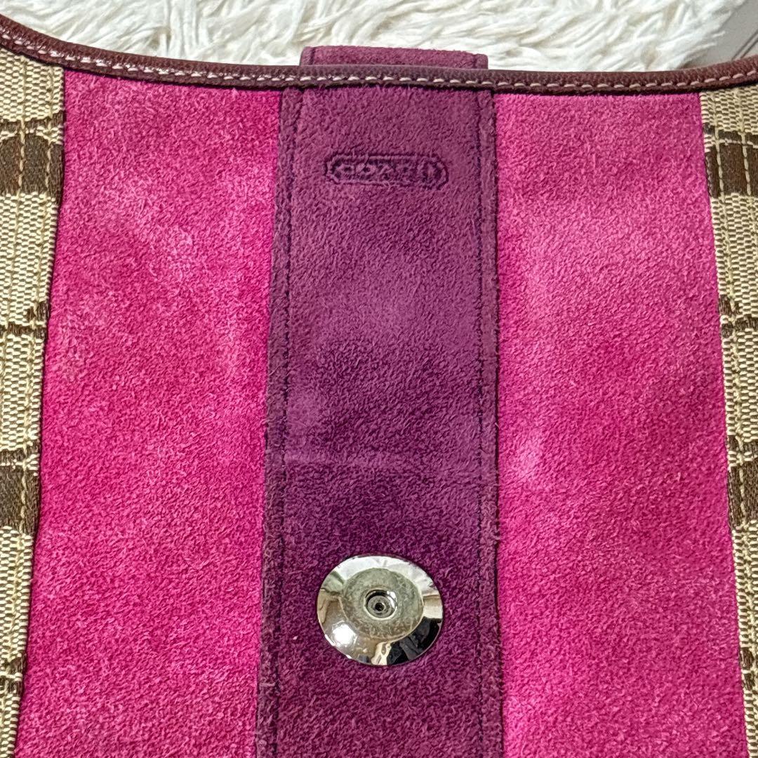 【美品】COACH コーチ シグネチャー ソーホー ワンショルダーバッグ ピンク