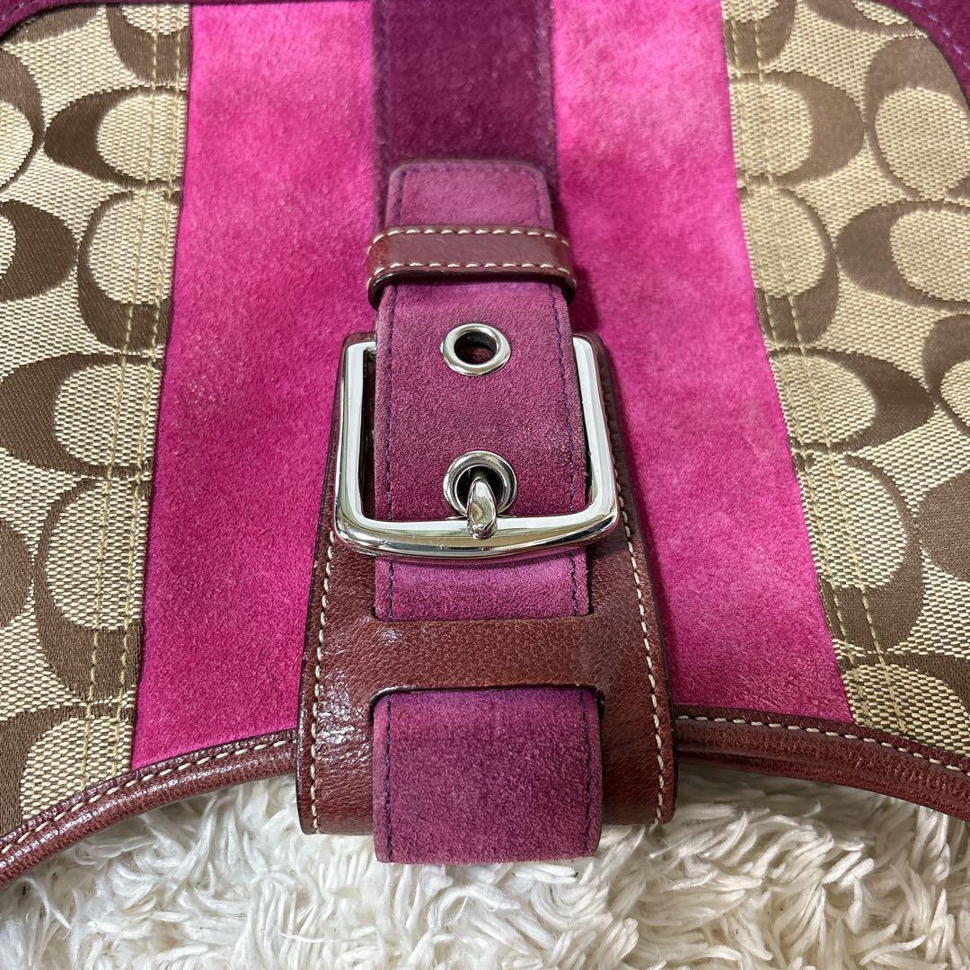 【美品】COACH コーチ シグネチャー ソーホー ワンショルダーバッグ ピンク