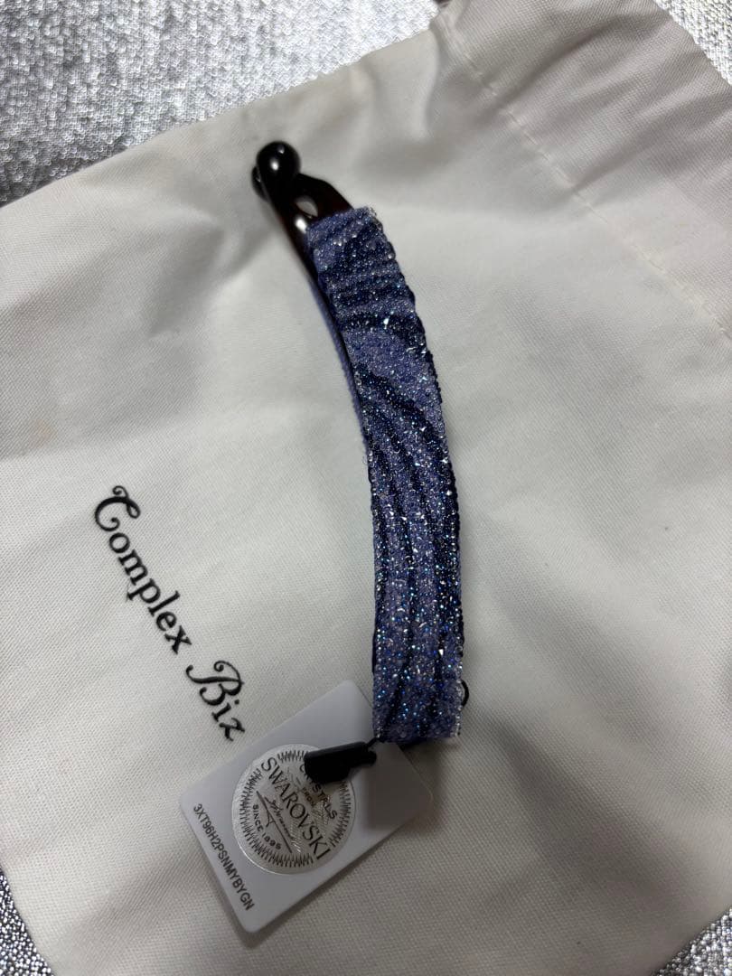 新品未使用コンプレックスビズSwarovski ラメ入りパープル系バナナクリップ