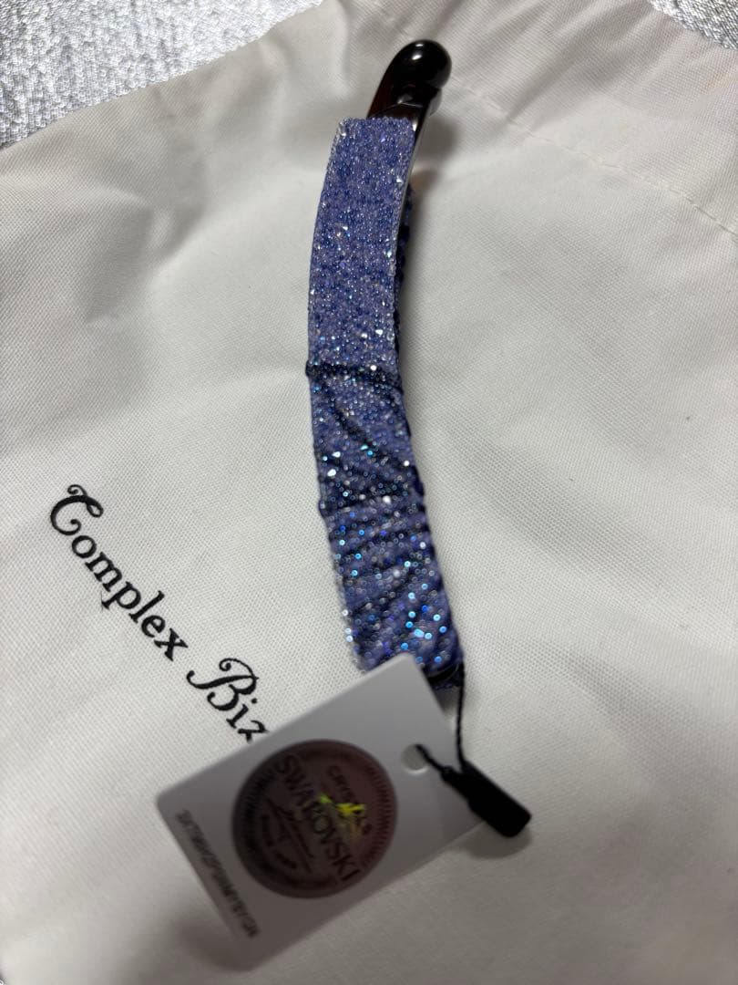 新品未使用コンプレックスビズSwarovski ラメ入りパープル系バナナクリップ