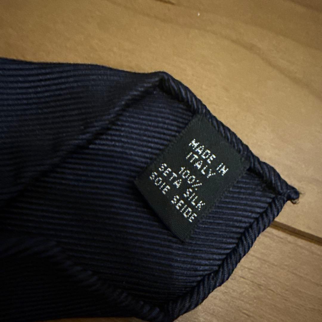 Franco Minucci ネイビーソリッド シルク セッテピエゲ ネクタイ