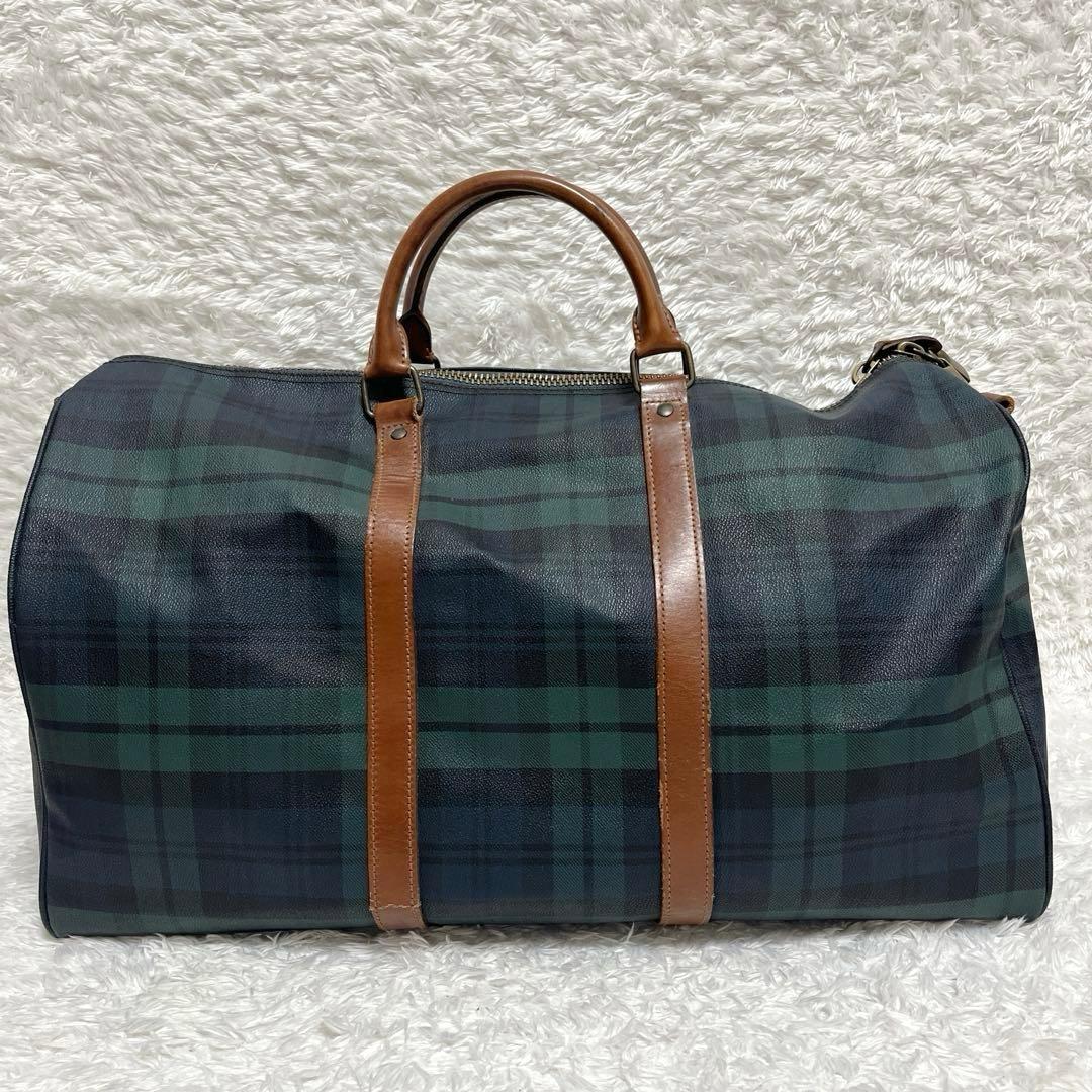 ポロラルフローレン　PVC ボストンバッグ　大容量　グリーン　チェック
