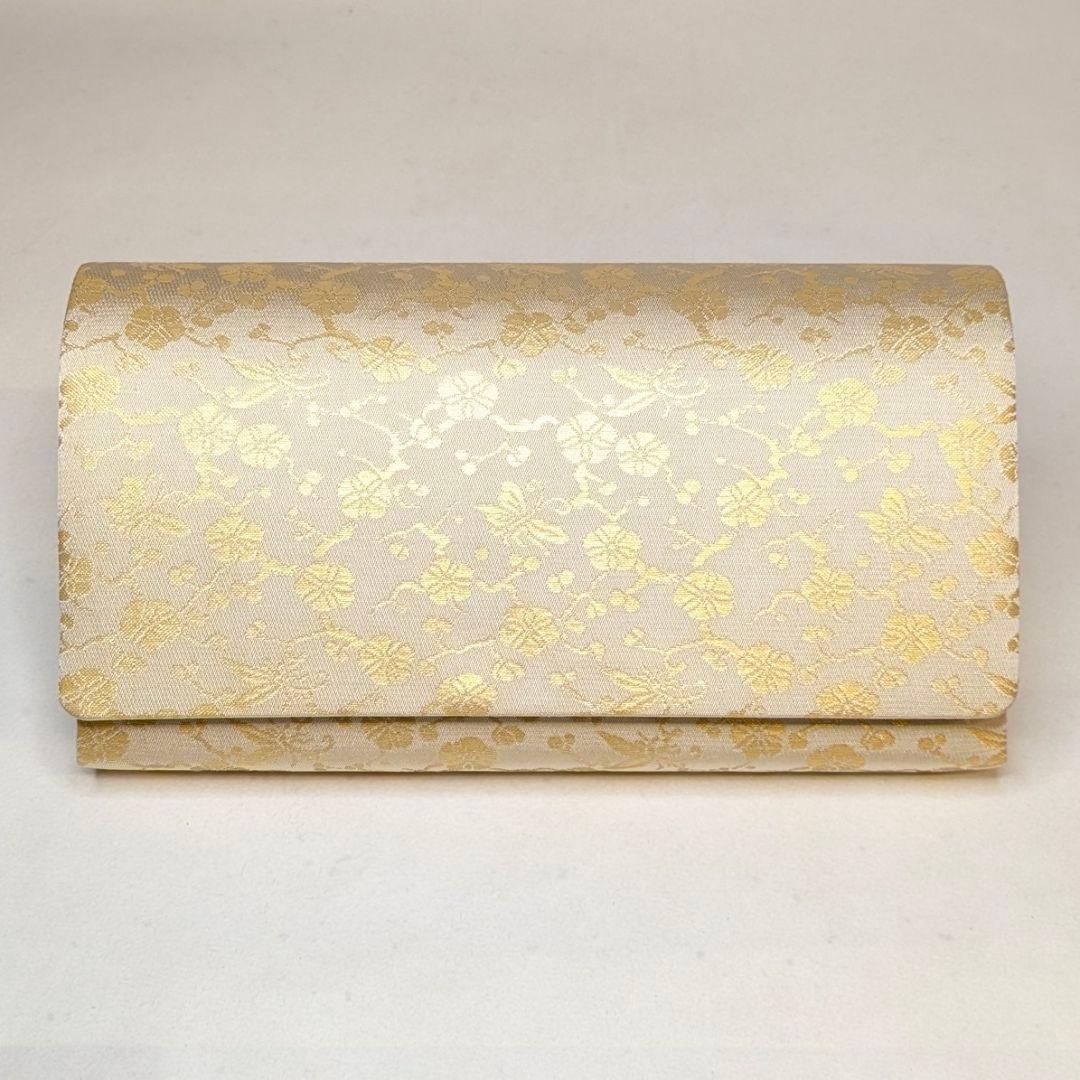【フォロー割・新品】 和装　クラッチバッグ　西陣織　本金　正絹　金襴　梅　蝶