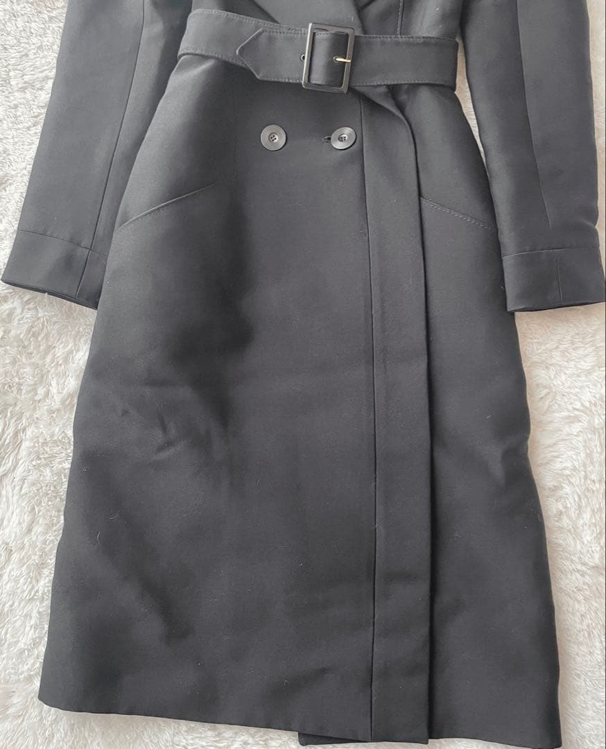 【美品】VALENTINO イタリア製 シルク混ウール ロングコート ブラック