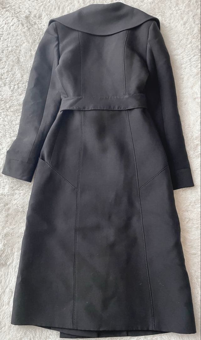 【美品】VALENTINO イタリア製 シルク混ウール ロングコート ブラック